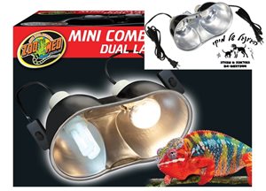 בית מנורה כיפתי כפול מיני עד 100W זו מד 14 ס"מ Mini Combo Deep Dome Dual Lamp Fixture 100W Zoo Med