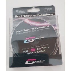 cinnetic - surf tapered leaders clear 15m/10pcs