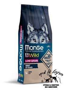 מונג' ביווילד מזון יבש לכלבים בוגרים אווז מופחת דגנים 12ק"ג Bwild low grain Monge