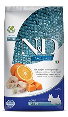Farmina N&D Ocean , Grain-Free, Adult Mini Breed, 2.5-kg, Codfish Pumpkin and Orange