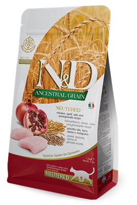 Farmina N&D Ancestral Grain for Neutered Cats, Chicken/Pomegranate, 5-kg