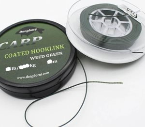 carp coated hooklink - weed green 5m