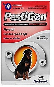 פסטיגון טיפות למניעת פרעושים וקרציות לכלב במשקל 40-60 ק"ג 4.02 מ"ל