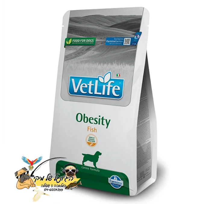 Vet Life Obesity וט-לייף מזון יבש לכלבים להפחתה במשקל גוף וסכרת דגים 2kg