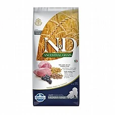 N&D-נטורל דלישס מזון יבש מופחת דגנים לגורי כלבים medium&maxi כבש ואוכמניות 12kg