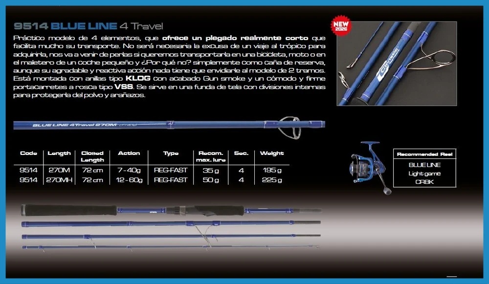 BLUE LINE 4 TRAVEL 2.7MH 7-40G 9514