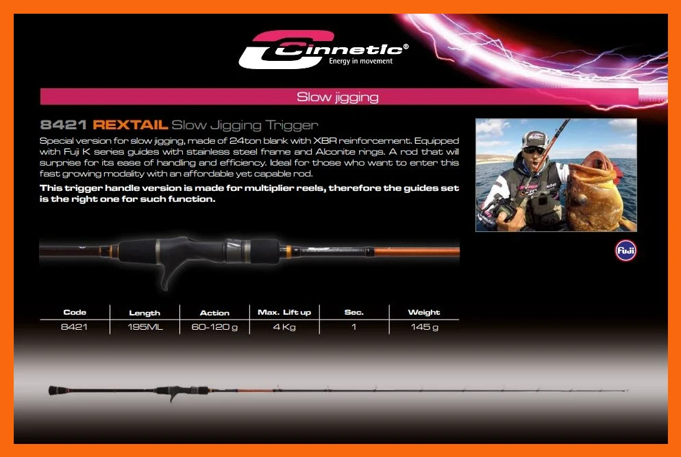 cinnetic - rextail slow jigging 80-150g/1.95m - 8421