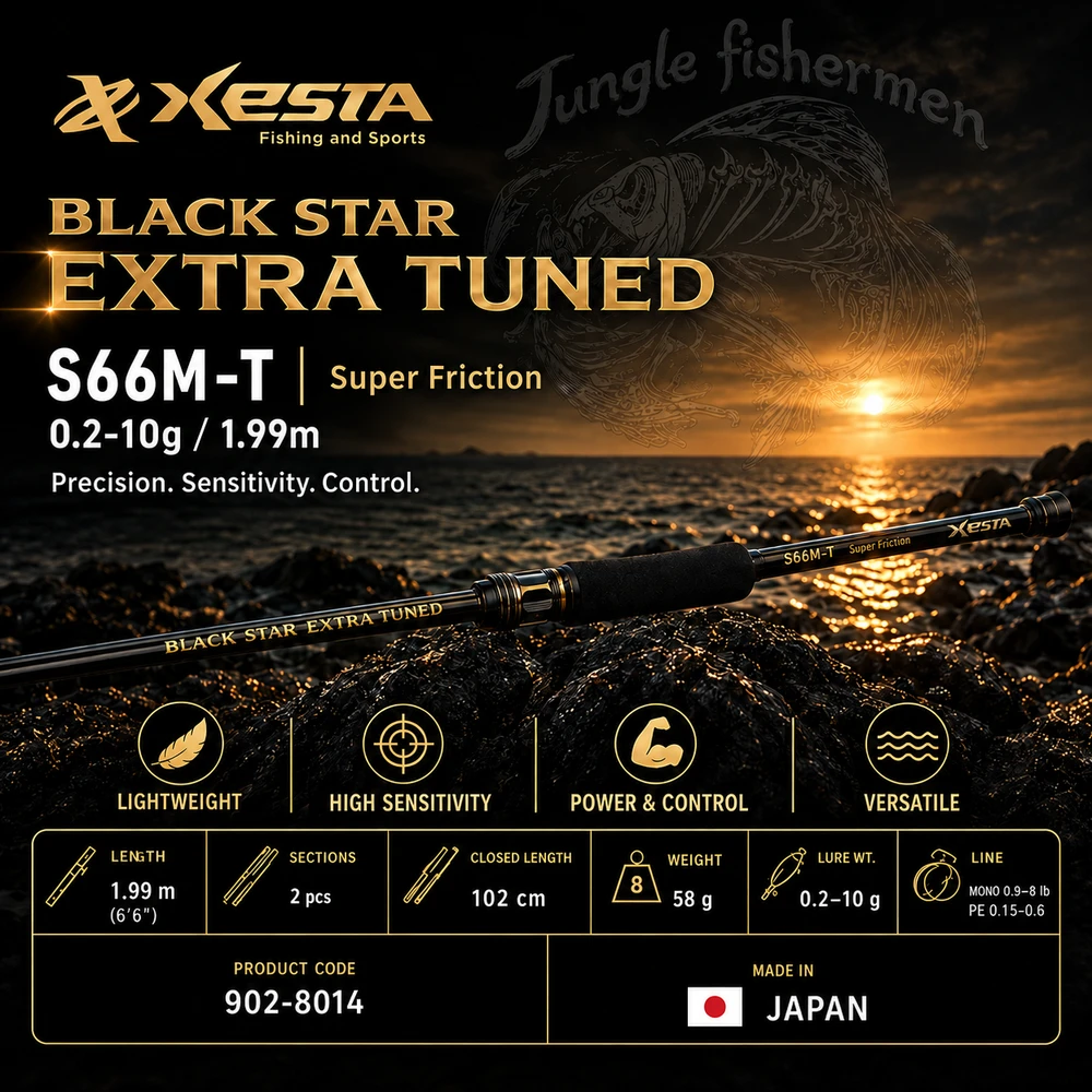 xesta - black star extra tuned s66m-t super friction 0.2-10g/1.99m