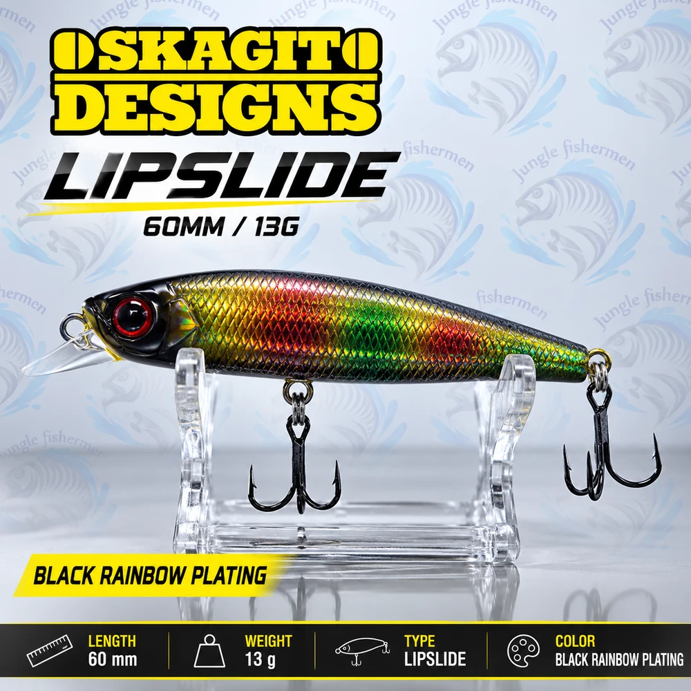 skagit designs - lipslide 60mm/13g - black rainbow plating