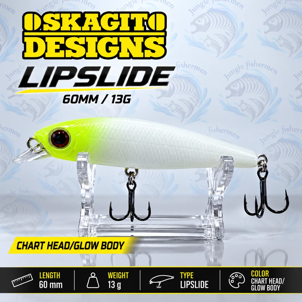 skagit designs - lipslide 60mm/13g - chart head/glow body