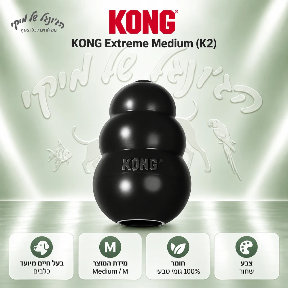 צעצוע לעיסה ומילוי לכלבים KONG קונג Extreme אקסטרים M שחור