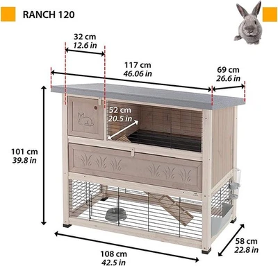 כלוב ארנבת ראנץ 120 עץ