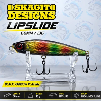 skagit designs - lipslide 60mm/13g - black rainbow plating