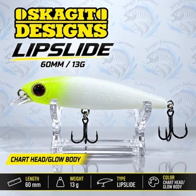 skagit designs - lipslide 60mm/13g - chart head/glow body