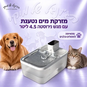 מזרקת מים נטענת Patsy פטסי עם מגש נירוסטה 4.5 ליטר