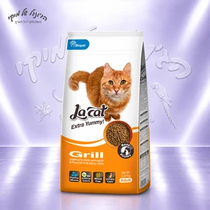 מזון יבש לחתולים בוגרים לה-קט LaCat Grill עוף ובקר 2.85 ק"ג