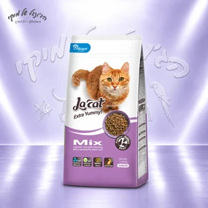 מזון יבש מלא לחתולים בוגרים לה קט LaCat מיקס עוף, בקר וסלמון 2.85 ק״ג