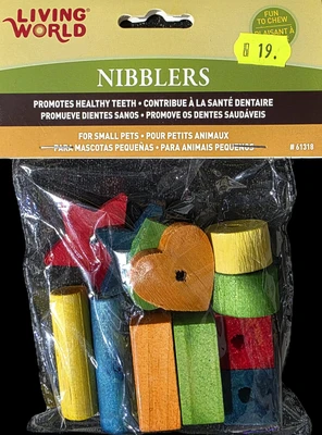 LIVING-WORLD חטיף עץ למכרסמים שלל צורות צבעוניות