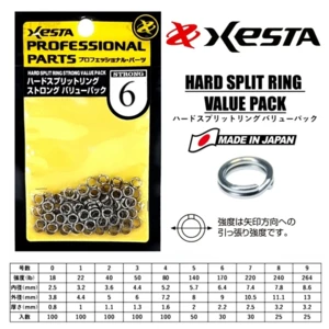 XESTA HARD SPLIT RING STRONG SIZE 6 200LB 30PCS