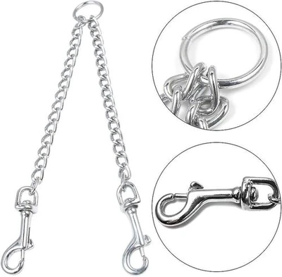 מפצל מתכת לשני כלבים 70 ס"מ 4 מ"מ