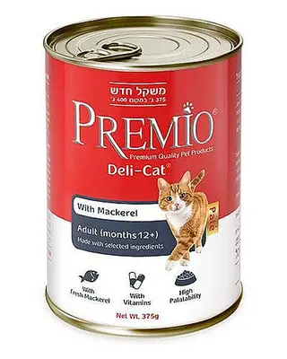 פרמיו שימורי מזון משלים פטה לחתולים בוגרים בטעם מקרל 375 גרם