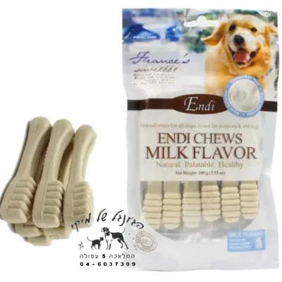 אנדי חטיף דנטלי לכלב מברשת שיניים בטעם חלב מועשר בסידן 100 גרם