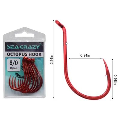 SEA CRAZY OCTOPUS RED #8/0 8PCS