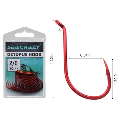 SEA CRAZY OCTOPUS RED #2/0 20PCS