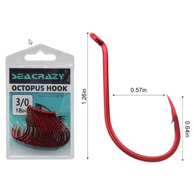 SEA CRAZY OCTOPUS RED #3/0 18PCS
