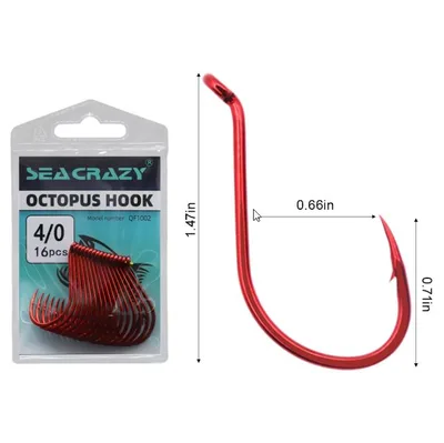 SEA CRAZY OCTOPUS RED #4/0 16PCS