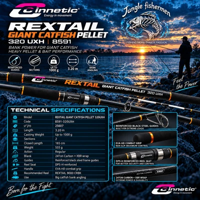 cinnetic - xbr rextail giant catfish pellet- 3.20m/up to 1000g - 8591-320UXH