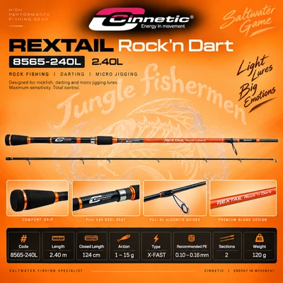cinnetic - rextail rockn dart 1-15g/2.40L - 8565-240L
