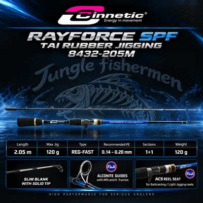 cinnetic - rayforce tai rubber jigging m 120g-max/2.05m - 8432-2.05M