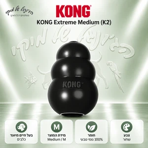 צעצוע לעיסה ומילוי לכלבים KONG קונג Extreme אקסטרים M שחור