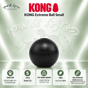 כדור גומי KONG Extreme Ball Small שחור לכלבים קטנים