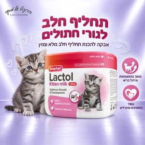 תחליף חלב לגורי חתולים Beaphar Lactol +DHA, 250 גרם